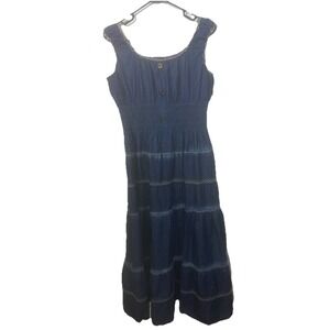 indigo and lace denim dress Mint Velvet Women's Denim Crochet Trim Midi Dress - Blue